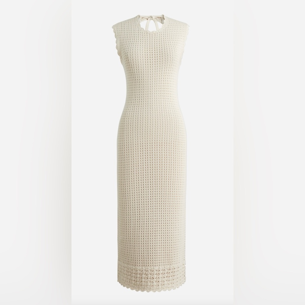 NWT J.Crew Crochet open-back midi dress Beach Coverup ~ Sz XS ~ Natural